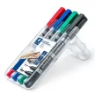 Alkoholos marker készlet, 0,6/1,5 mm, kúpos, kétvégű, STAEDTLER "Lumocolor® duo 348", 4 különböző szín 4 db