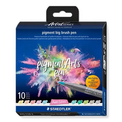 Ecsetirón készlet, STAEDTLER "Pigment big brush 373", 10 különböző pasztell szín 10 db