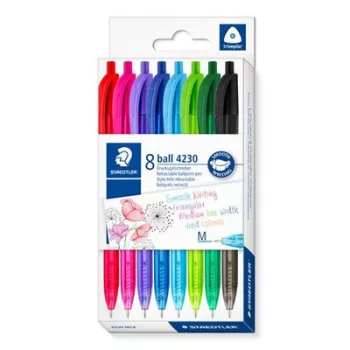   Golyóstoll, 1 mm, nyomógombos, STAEDTLER® "4230 M", 8 különböző szín 8 db