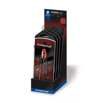   Körző készlet, precíziós, 3 darabos, STAEDTLER "Norix® 555", piros 1 db