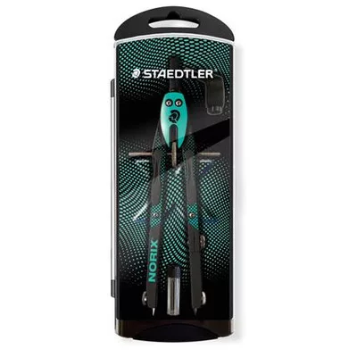 Körző készlet, precíziós, 3 darabos, STAEDTLER "Norix® 555", zöld 1 db
