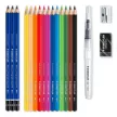 Akvarell ceruza készlet, ecsettel, radírral, hegyezővel, grafitceruzával, STAEDTLER® "146 10C", 12 különböző szín