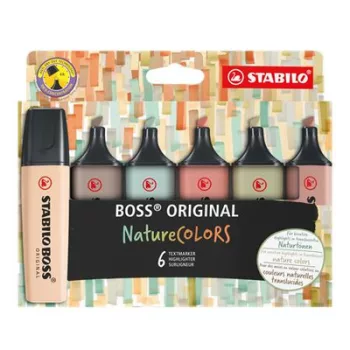   Szövegkiemelő készlet, 2-5 mm, STABILO "BOSS original NatureCOLORS", 6 különböző szín 6 db