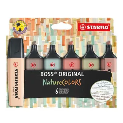 Szövegkiemelő készlet, 2-5 mm, STABILO "BOSS original NatureCOLORS", 6 különböző szín 6 db