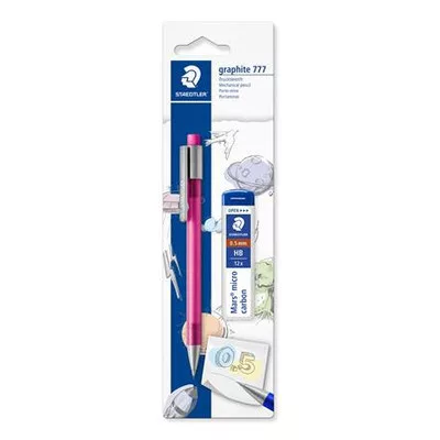 Nyomósirón és grafitbél, 0,5 mm, STAEDTLER "Graphite 777", vegyes színek (szín nem választható) 2 db