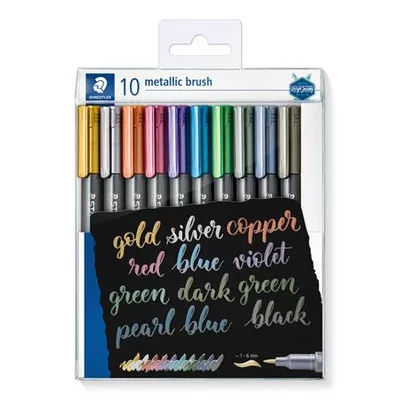Dekormarker, 1-6 mm, kúpos, STAEDTLER "8321", 10 különböző metál szín 10 db