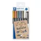 Dekormarker, 1-6 mm, kúpos, ajándék tusfilccel, STAEDTLER "8321", 6 különböző metál szín 7 db