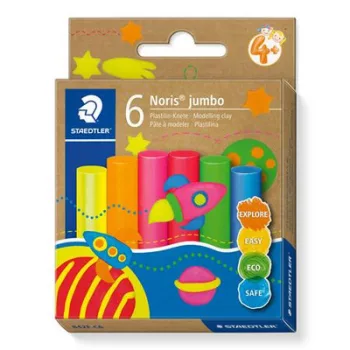   Modellező gyurma készlet, STAEDTLER "Noris® jumbo 842", 6 különböző neon szín
