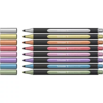   Metálfényű filctoll készlet, 1-2 mm, SCHNEIDER "Paint-It 020", 8 különböző szín 8 db