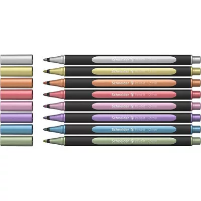 Metálfényű filctoll készlet, 1-2 mm, SCHNEIDER "Paint-It 020", 8 különböző szín 8 db