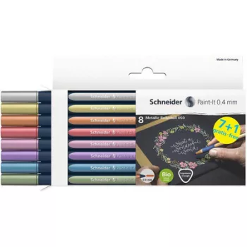   Metálfényű rollertoll készlet, 0,4 mm, SCHNEIDER "Paint-It 050" 8 különböző szín 8 db