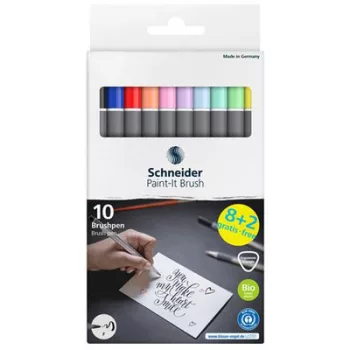   Ecsetirón készlet, hajlékony heggyel, SCHNEIDER "Paint-It 070", 10 különböző szín 10 db