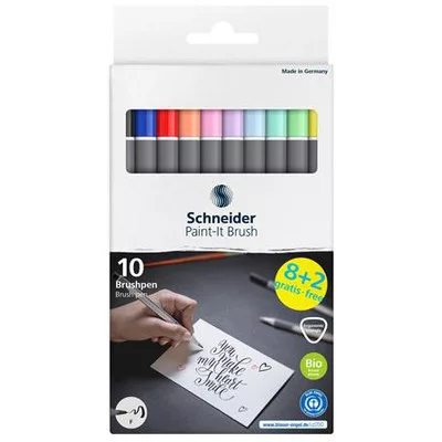 Ecsetirón készlet, hajlékony heggyel, SCHNEIDER "Paint-It 070", 10 különböző szín 10 db