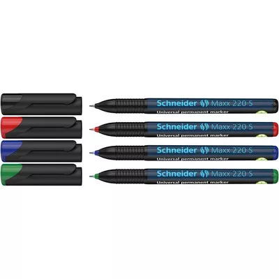 Alkoholos marker készlet, OHP, 0,4 mm, SCHNEIDER "Maxx 220 S", 4 különböző szín 4 db