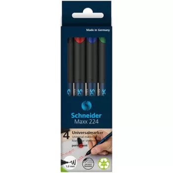   Alkoholos marker készlet, OHP, 1 mm, SCHNEIDER "Maxx 224 M", 4 különböző szín 4 db