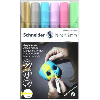 Dekormarker készlet, akril, 2 mm, SCHNEIDER "Paint-It 310", 6 különböző szín 6 db
