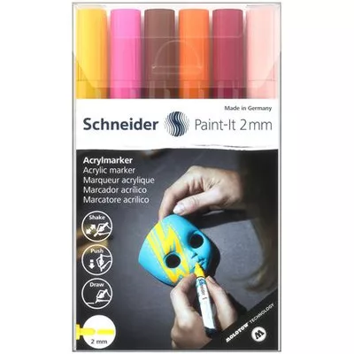 Dekormarker készlet, akril, 2 mm, SCHNEIDER "Paint-It 310", 6 különböző szín 6 db