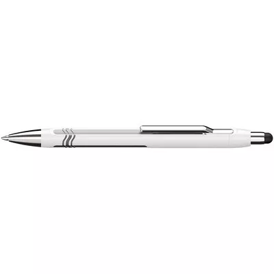 Golyóstoll, 0,7 mm, nyomógombos, érintőképernyőhöz, fehér-ezüst tolltest, SCHNEIDER "Epsilon Touch XB", kék 1 db