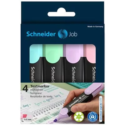 Szövegkiemelő készlet, 1-5 mm, SCHNEIDER "Job Pastel", 4 különböző pasztell szín 4 db