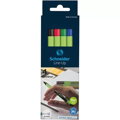 Tűfilc készlet, 0,4 mm, SCHNEIDER "Line-Up", 4 különböző szín 4 db