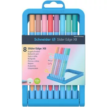   Golyóstoll készlet, 0,7 mm, kupakos, SCHNEIDER "Slider Edge XB Pastel", 8 különböző pasztell szín 8 db