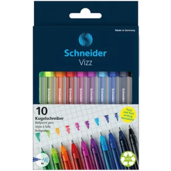   Golyóstoll készlet, 0,5 mm, kupakos, SCHNEIDER "Vizz", vegyes színek (szín nem választható) 10 db