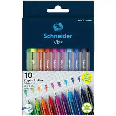 Golyóstoll készlet, 0,5 mm, kupakos, SCHNEIDER "Vizz", vegyes színek (szín nem választható) 10 db