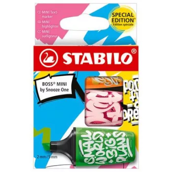   Szövegkiemelő készlet, 2-5 mm, STABILO, "Boss Mini Snooze One", 3 különböző szín 3 db