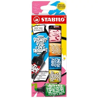 Szövegkiemelő, készlet, 2-5 mm, STABILO, "Boss Mini Snooze One", 6 különböző szín 6 db
