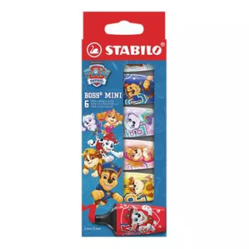   Szövegkiemelő készlet, 2-5 mm, STABILO "Boss Mini", Mancs őrjárat, 6 különböző szín