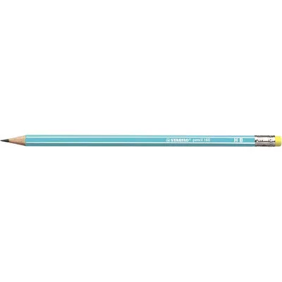 Grafitceruza radírral, HB, hatszögletű, STABILO "Pencil 160", kék 1 db