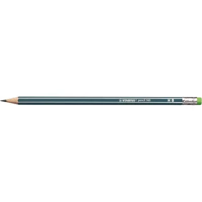 Grafitceruza radírral, HB, hatszögletű, STABILO "Pencil 160", olajzöld 1 db