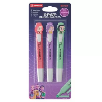   Szövegkiemelő készlet, 1-4 mm, STABILO "Swing Cool" "K-Pop démonvadászok", Huntrix