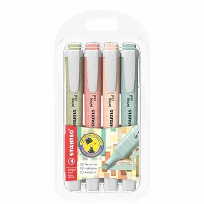 Szövegkiemelő készlet, 1-4 mm, STABILO "Swing cool NatureCOLORS", 4 különböző szín 4 db