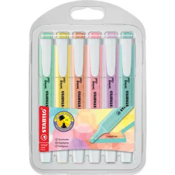   Szövegkiemelő készlet, 1-4 mm, STABILO "Swing Cool Pastel", 6 különböző szín 6 db