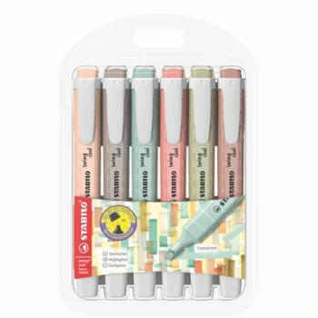   Szövegkiemelő készlet, 1-4 mm, STABILO "Swing cool NatureCOLORS", 6 különböző szín 6 db