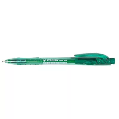 Golyóstoll, 0,38 mm, nyomógombos, STABILO "Liner 308", zöld 1 db