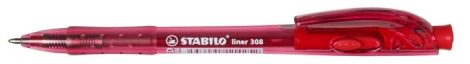 STABILO Liner 308  piros golyóstoll, piros tolltest