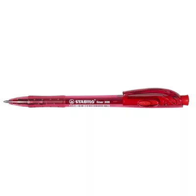 Golyóstoll, 0,38 mm, nyomógombos, STABILO "Liner 308", piros 1 db