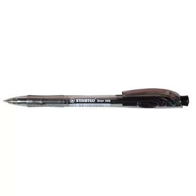 Golyóstoll, 0,38 mm, nyomógombos, STABILO "Liner 308", fekete 1 db