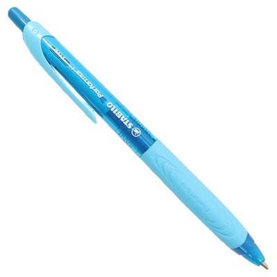 Golyóstoll kék tintával , 0,38 mm, nyomógombos, kék tolltest, STABILO "Performer+"