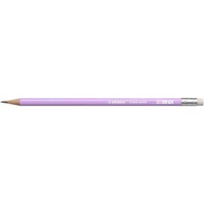Grafitceruza radírral, HB, hatszögletű, STABILO "Swano Pastel", lila 12 db