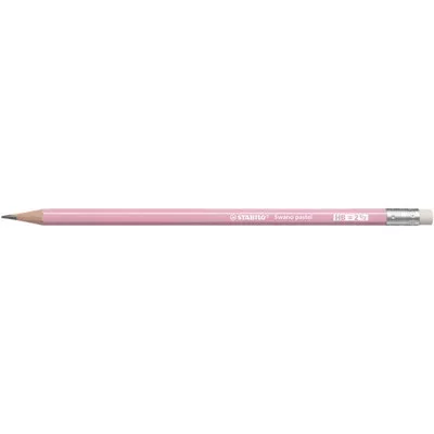 Grafitceruza radírral, HB, hatszögletű, STABILO "Swano Pastel", pink 12 db