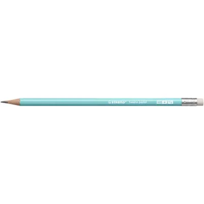 Grafitceruza radírral, HB, hatszögletű, STABILO "Swano Pastel", kék 12 db