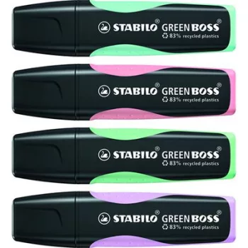   Szövegkiemelő készlet, 2-5 mm, STABILO "Green Boss Pastel", 4 különböző szín 4 db
