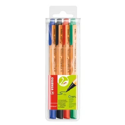 Filctoll készlet, 0,8 mm, STABILO "Greenpoint", 4 különböző szín 4 db