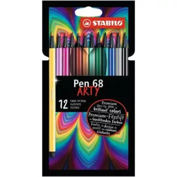   Filctoll készlet, 1 mm, STABILO "Pen 68 ARTY", 12 különböző szín 12 db