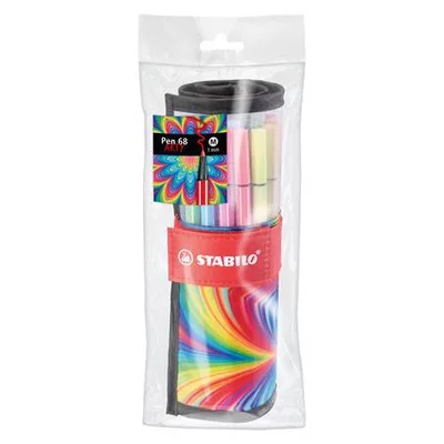 Filctoll, készlet, 1 mm, felcsavarható, STABILO "Pen 68 ARTY", 25 különböző színű 25 db