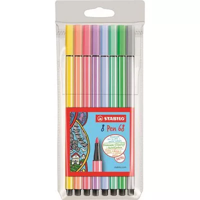 Filctoll készlet, 1 mm, STABILO "Pen 68", 8 pasztell szín 8 db