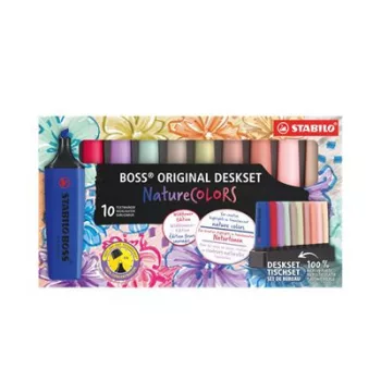   Szövegkiemelő készlet, 2-5 mm, STABILO "BOSS original NatureCOLORS Wildflowers", 10 különböző szín 10 db